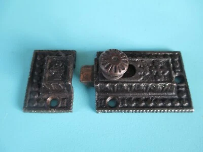 $19 • Buy Vintage Antique Victorian Eastlake Metal Cabinet Door Bolt Lock Latch & Keeper