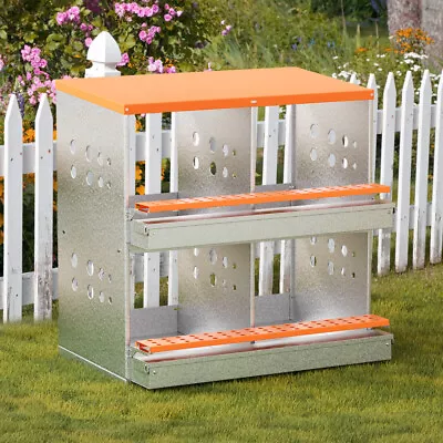 4 Hole Chicken Nesting Boxes Metal Chicken Egg Laying Nest Box With Perch US • $109.54