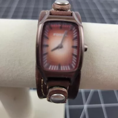 Fossil Watch For Women Brown Leather Band Brushed Bronze  • $20