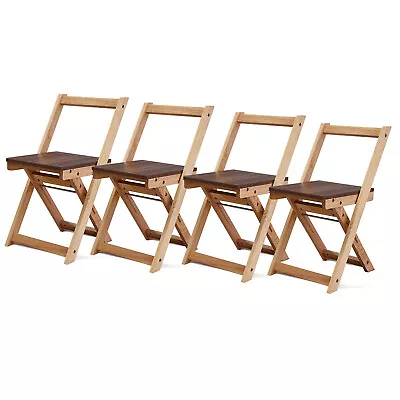 4x Folding Chairs Wooden Foldable Space Saving Dining Chairs Outdoor Picnic Seat • $75