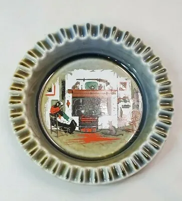 Vintage Irish Porcelain Green Ashtray By Wade Co Armagh Lady Knitting Fireplace • $17.99