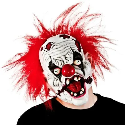 £9.99 • Buy Freaky Clown Mask Adults Halloween Horror Scary Circus Fancy Dress Latex Hair