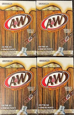 4 Boxes Of American A&W Root Beer Singles To Go Drink Mix 6 Sachets In Each Box • £16.95