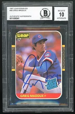 1987 Leaf Donruss Rated Rookie #36 In Person Auto GREG MADDUX BGS 10 AUTH RC • $33