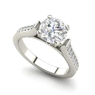 Channel 3 25 Carat VS2 H Round Cut Diamond Engagement Ring White Gold Treated • $1
