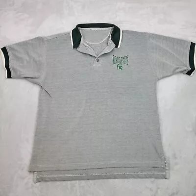 Vintage Michigan State Spartans Shirt Mens XL Grey Golf Polo Collar Button Adult • $19.41