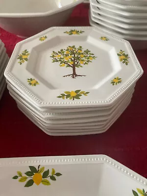 Set Of 8 - Vintage Johnson Brothers England Lemon Tree Octagonal Bread Plates • $99