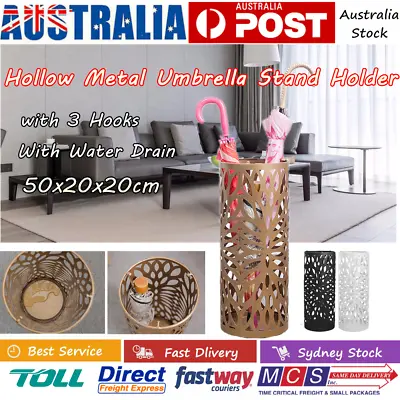 $48.99 • Buy Metal Umbrella Stand Holder Walking Stick Umbrella Home Hotel Storage 3 Hooks AU