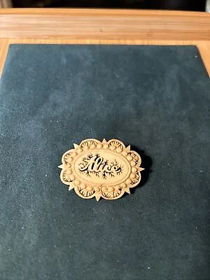 Antique Victorian Alice Name Brooch Bovine Bone Lapel Pin • £6