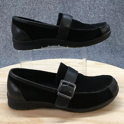 Boc Born Concept Shoes Womens 8 M Penny Loafers Black Leather Buckle Slip On • $28.99