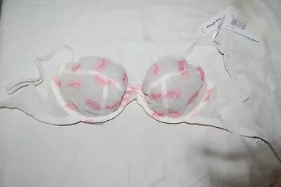 Panache Tango Two Tone Plunge Bra Ivory/Pink Underwired Non Padded UK 32D BNWT • £15.99