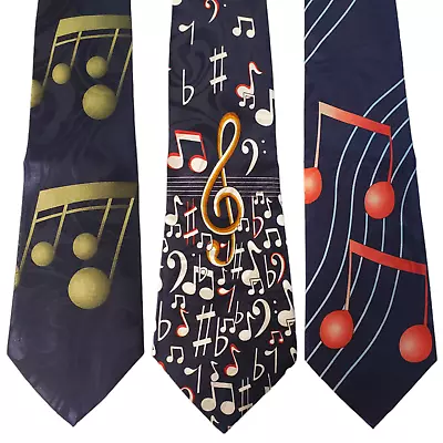 Music Ties #7a - Lot Of 3 Novelty Neckties NWT Going Out Of Business FREE S/H • $19.99