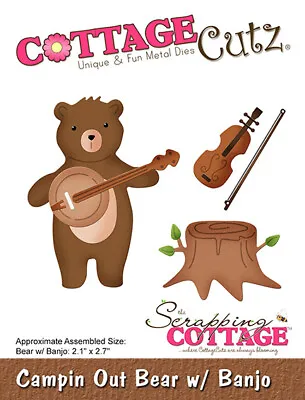 New Scrapping Cottage Cutz Metal Cutting Die Campin Bear With Banjo  • £16