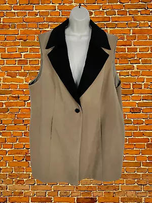 Bnwt Womens Capsule Uk 26 Camel Tan Wool Style Long Waistcoat Gilet Jacket Coat • £12.99