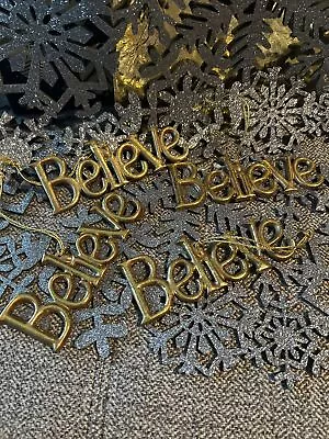 “Believe” Set Of 4 Gold Tone Metal Ornaments • $9.99