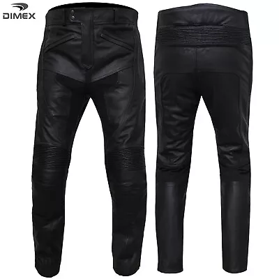 Mens Leather Motorcycle Trousers Sports Biker Motorbike Racing CE Armoured Pants • £69.99