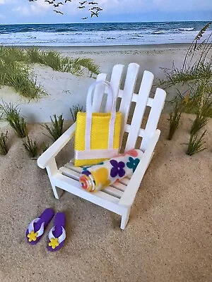 $10 • Buy Dollhouse Miniature Beach Set #4 Flip Flops Sandals Hat Towel Bag 1” Scale 1:12