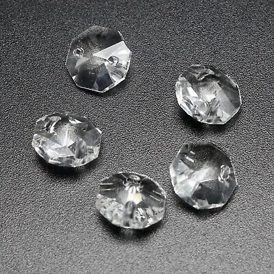 £3.41 • Buy Clear Crystal Octagon Bead Connectors 10mm-20mm 2 Hole Prisms Chandelier Chain