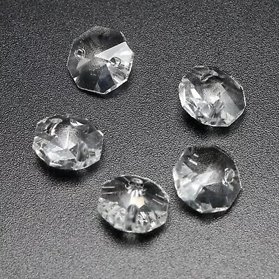 Clear Crystal Octagon Bead Connectors 10mm-20mm 2 Hole Prisms Chandelier Chain • £3.44