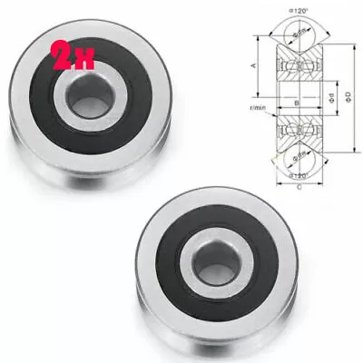 2x V Groove Guide Wheel Sheild Ball Bearing Pulley 8mm*30mm*14mm • $13.30