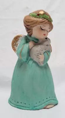 Vintage 1978 Jasco Merri Bells Ceramic Angel Holding Lamb • $15.29