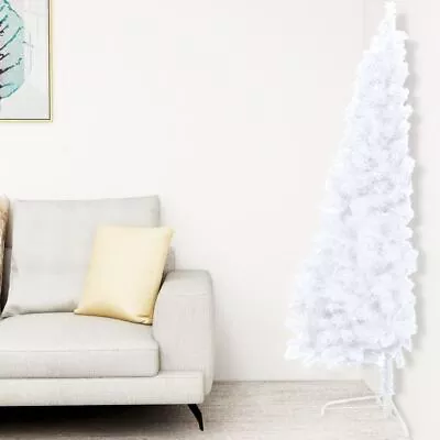 Christmas Tree With Stand Half Design White Compact Indoor Outdoor Holiday Decor • $66.95