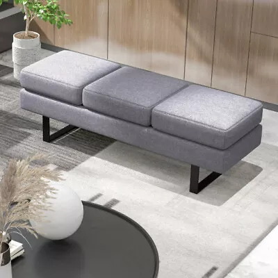 Waiting Room Bench Seating Long Bench With Metal Frame Leg-Gray • $133.36