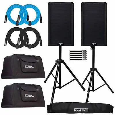 QSC K12.2 K2 Series 2-Way 12  Powered Active Speakers Pair W Totes & Stands • $2260.40