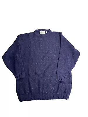 $49.99 • Buy Vintage Irish Donegal II 90% Wool 10% Silk Fisherman Sweater Men’s XL Navy Blue