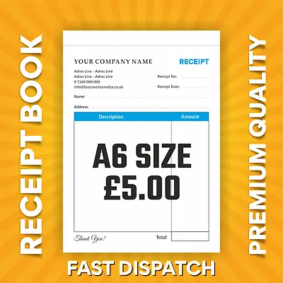 A6 Personalised Duplicate Receipt Book - Ncr Print - Personalised Invoice Book • £7.50