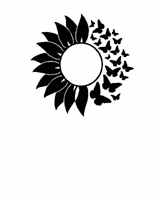 Sunflower With Butterfli-Funny-Stickers-Decals-Car-Wall-Mirror-Window-145mm145mm • £1.79