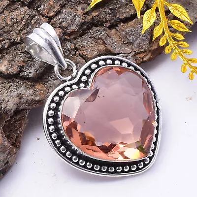 Morganite Gemstone 925 Sterling Silver Handmade Pendant M-21 • $18.22