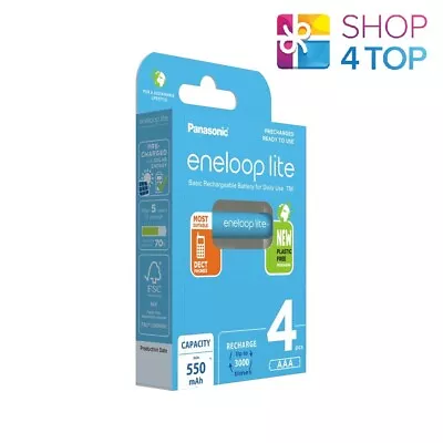 4 PANASONIC ENELOOP LITE AAA BATTERIES ECO RECHARGEABLE 4BL HR03 1.2V 550mAh NEW • $22.40