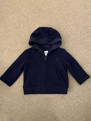 Baby Boys Navy Blue Gap Soft Zip Up Hoodie / Hooded Jacket Top 3-6 Months • £5.99