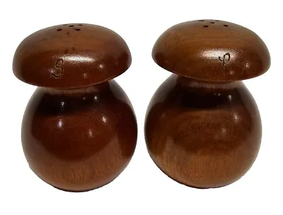 Wooden MCM Mushroom Salt And Pepper Shakers • $9