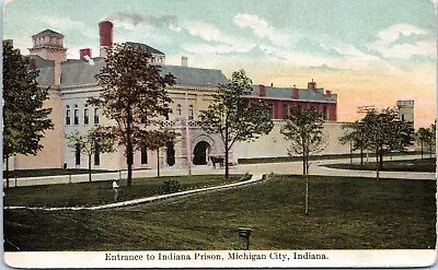 Entrance Indiana State Prison Michigan City Indiana- D/b Postcard- C1907-1915 • $9.99