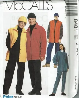McCalls Sewing Pattern 8481 Jacket Vest Pants Hat Mens Size XL-XXL • $9.94