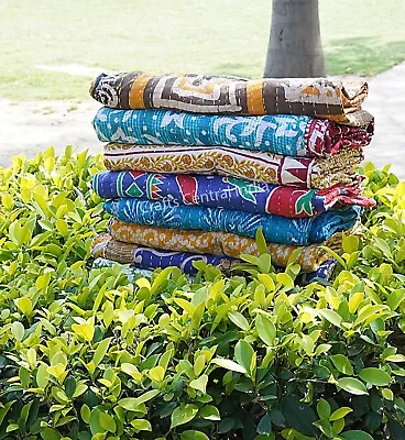 Vintage Kantha Quilt Indian Reversible Throw Handmade Blanket Wholesale Lot • $216