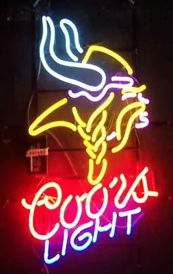 Neon Light Sign Lamp For Coors Light Beer 17 X14  Minnesota Vikings Man Cave • $120.98