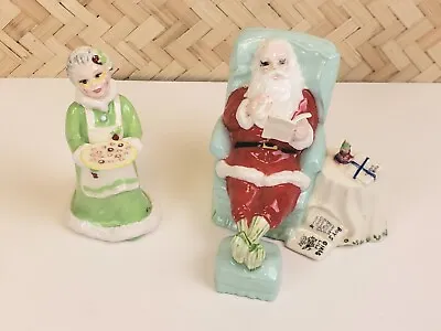 Vintage 1981 Christmas Santa Claus & Mrs. Claus Ceramic Figurines Hand Painted • $26.99