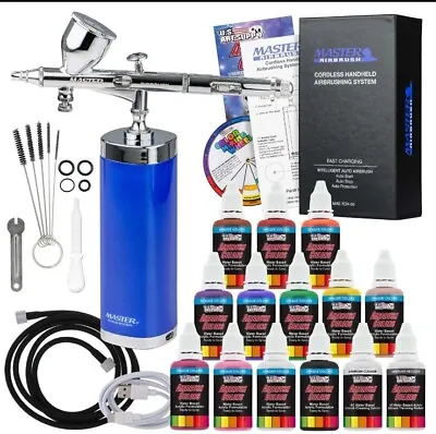 Master Airbrush Cordless Handheld Acrylic Paint Airbrushing System 12 Colors • $99.99