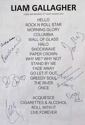 LIAM GALLAGHER BAND Signed Concert Set List X7 - Rock Band 2021 - Preprint • £6.99