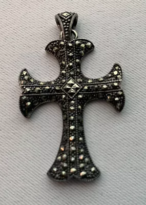 925 Silver Marcasite Cross Pendant 925 & ATI Sighned 12g • $26.98