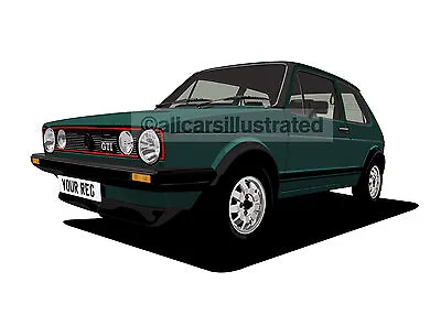 Vw Golf Gti Mk1 Car Art Print Picture (size A4). Personalise It!  • $14.91