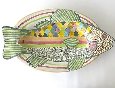 Large Vintage Mackenzie Childs Handpainted Fish Platter • $195