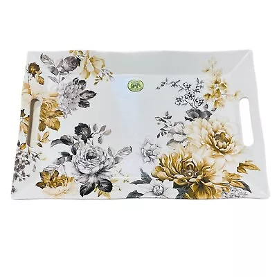 Michel Design Works Gardenia Floral Serveware Large Serving Tray With Handles • $49.99