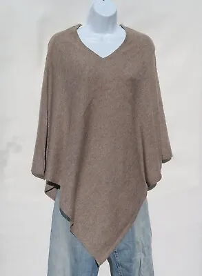 Poncho | 'V-Neck' | Cashmere Silk Wool Blend | Knit | Nepal | Light Taupe & Gray • $65.45