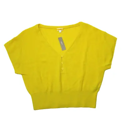 NWT J.Crew Featherweight Cashmere V-neck T-shirt In Bright Sun Yellow Sweater XL • $92