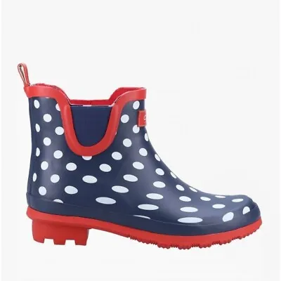 £40 • Buy Cotswold BLAKNEY Ladies Waterproof Rubber Ankle Wellington Boots In Spotty Blue