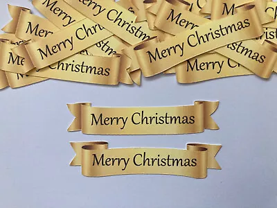 Mixed Merry Christmas Card Making Banners Sentiments Card Toppers - Gold • £3.75
